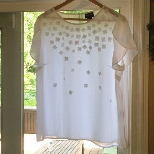 Liz Claiborne white s/s flowered top